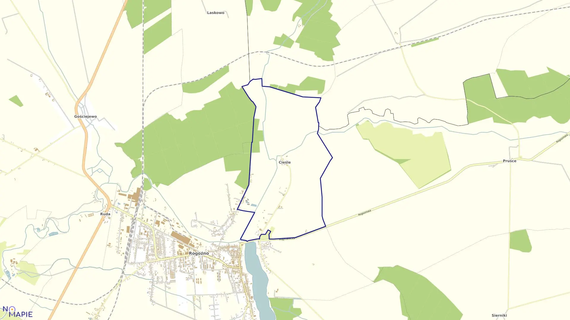 Mapa obrębu CIEŚLE w gminie Rogoźno
