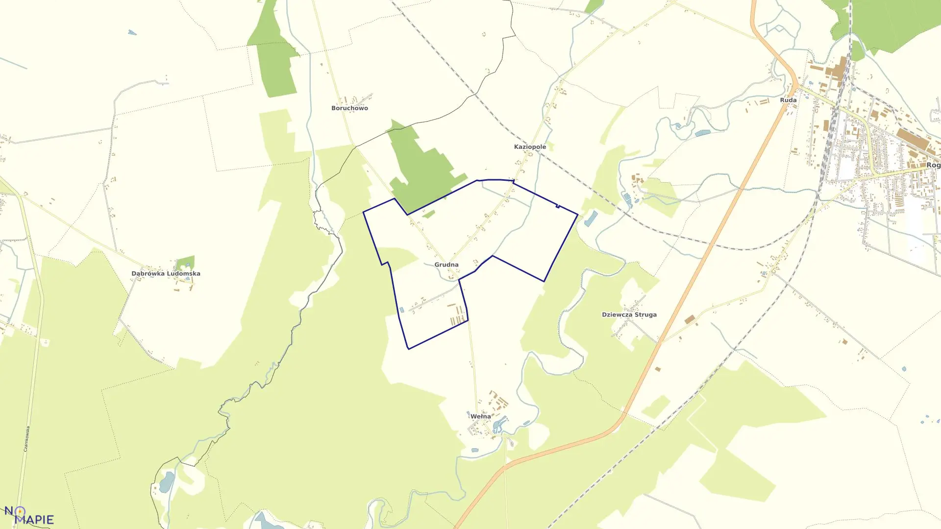 Mapa obrębu GRUDNA w gminie Rogoźno