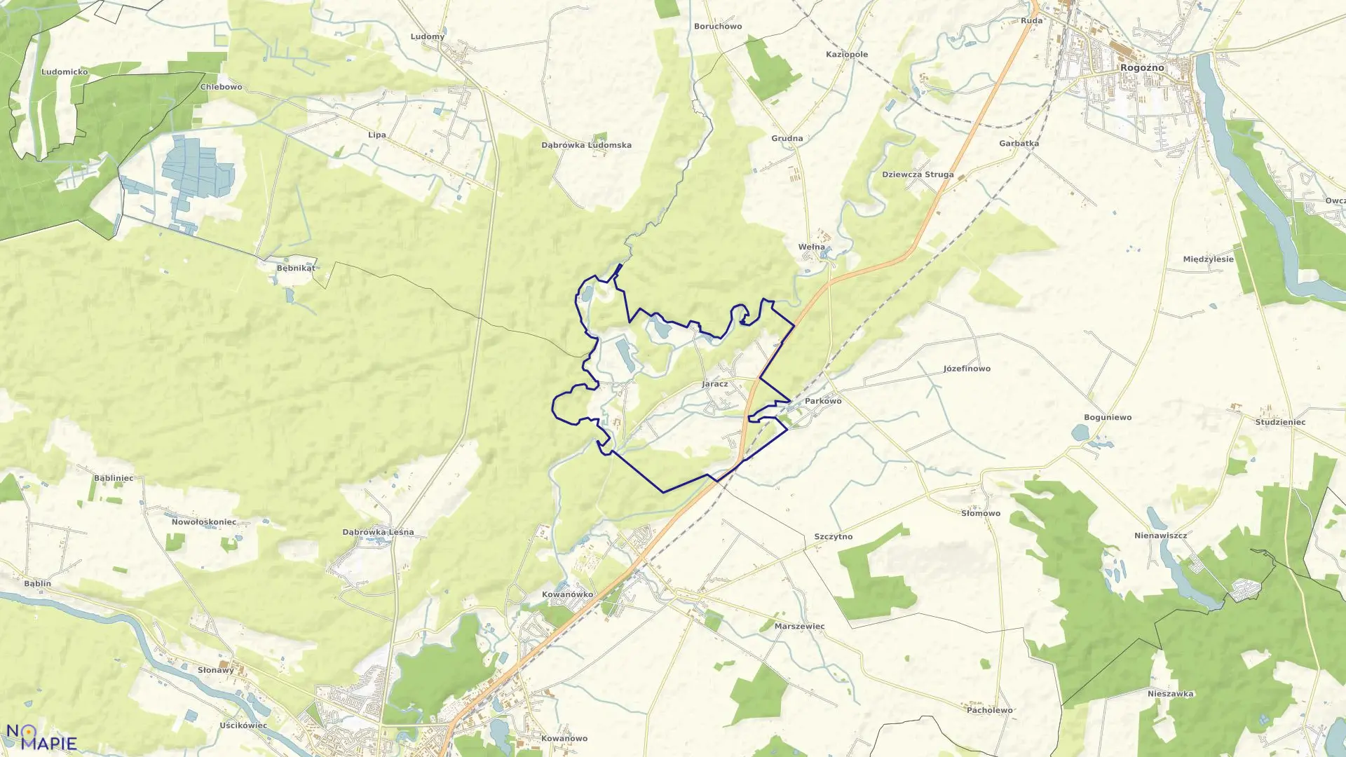 Mapa obrębu JARACZ w gminie Rogoźno