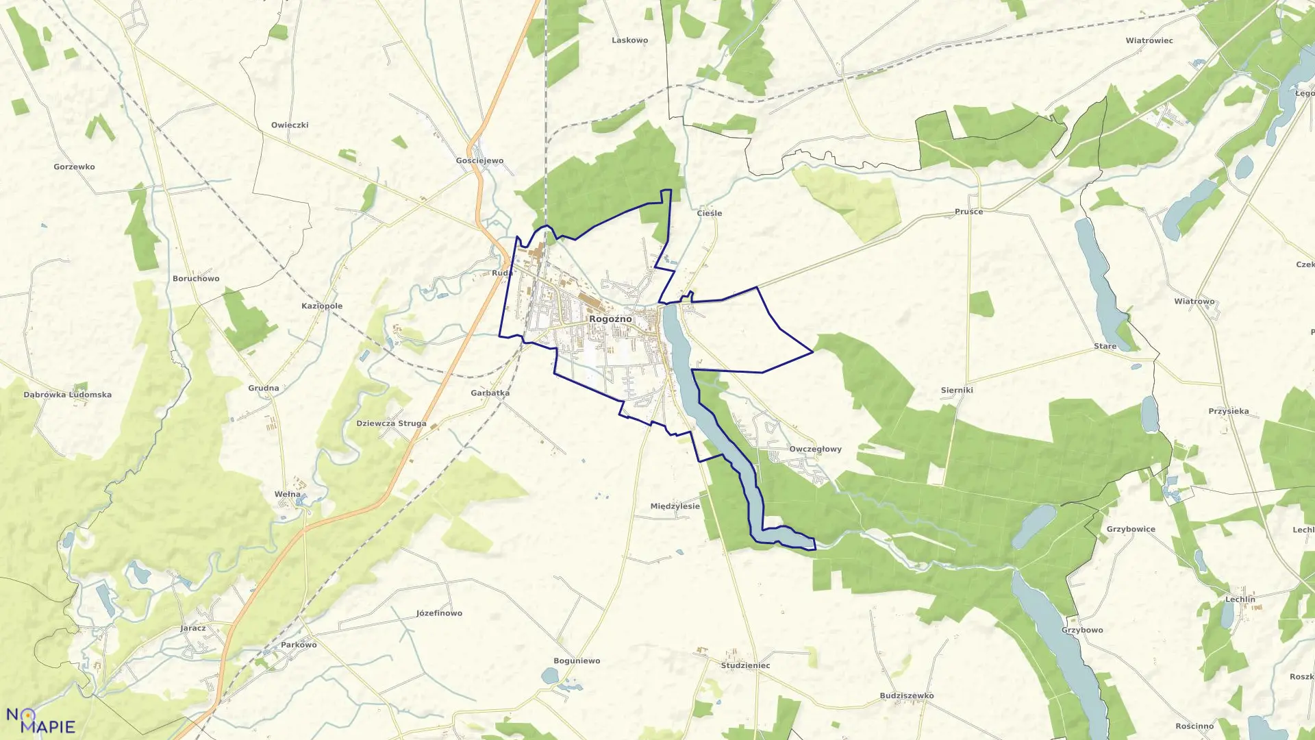 Mapa obrębu ROGOŹNO w gminie Rogoźno